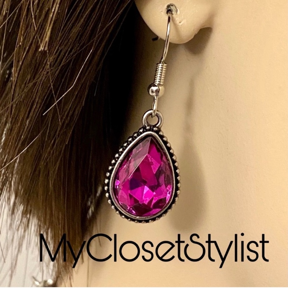 Anthropologie Purple Dangles Silver Drop Earrings! - Picture 2 of 6
